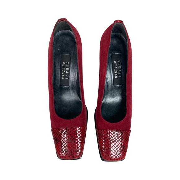 Stuart Weitzman Red Women’s Suede & Snakeskin Pumps Size 6B - Picture 5 of 11